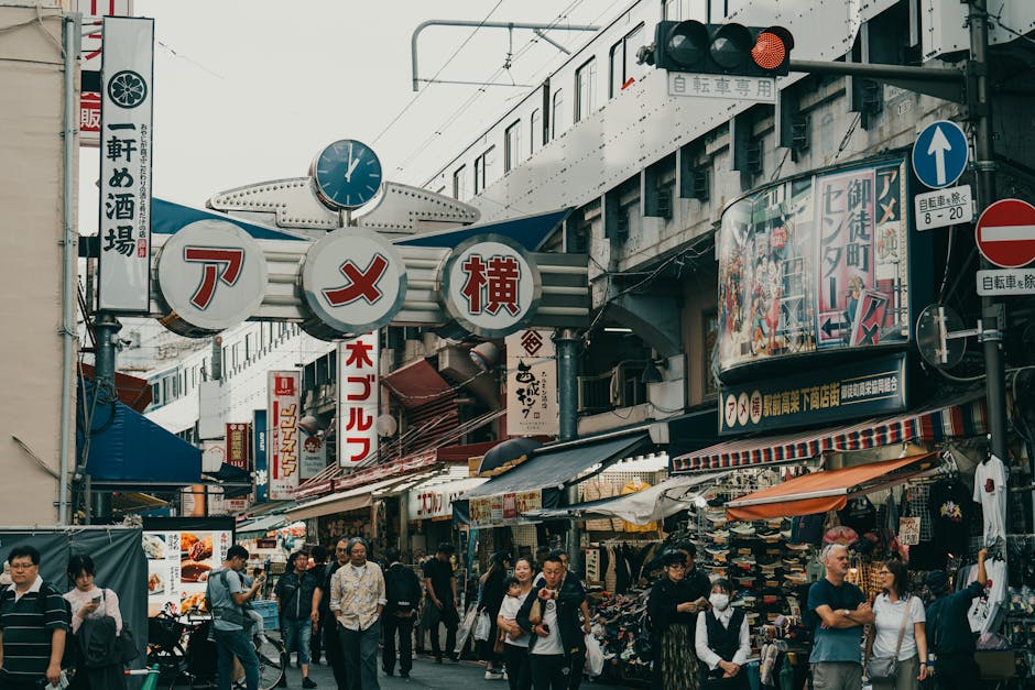 A bustling day at Ameyoko Market in Tokyo, showcasing vibrant urban life and Japanese culture.